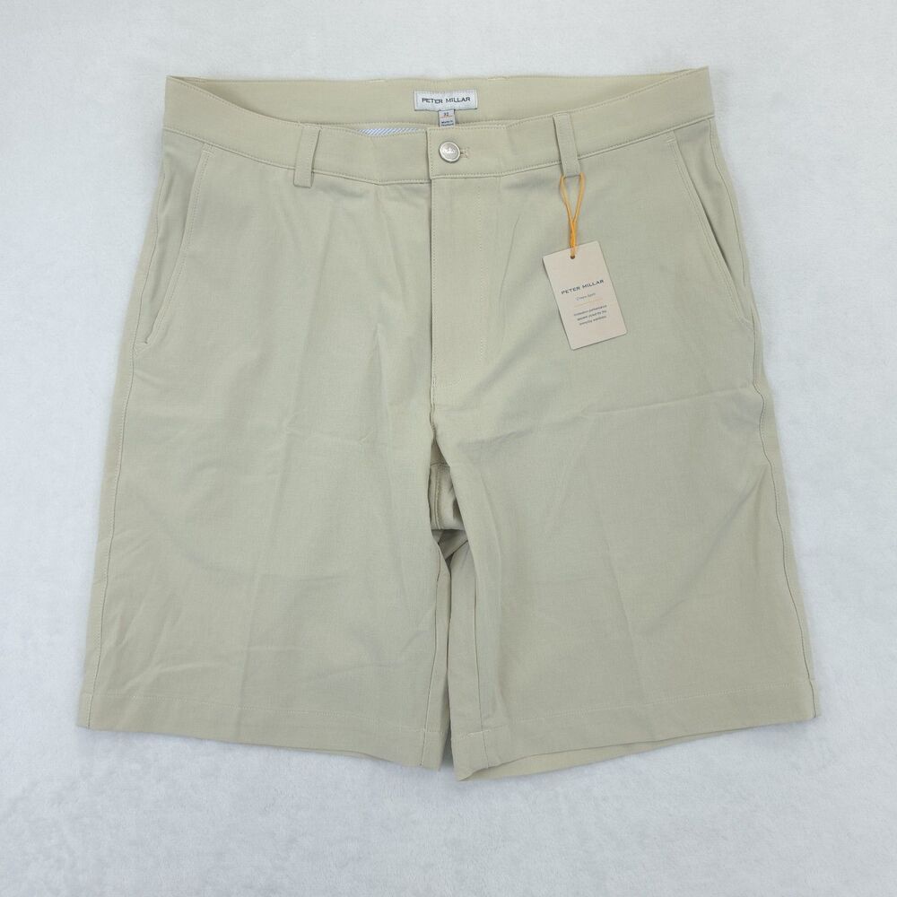Peter Millar Crown Sport Shackleford Golf Shorts Beige Men's Size 32 NWT $108
